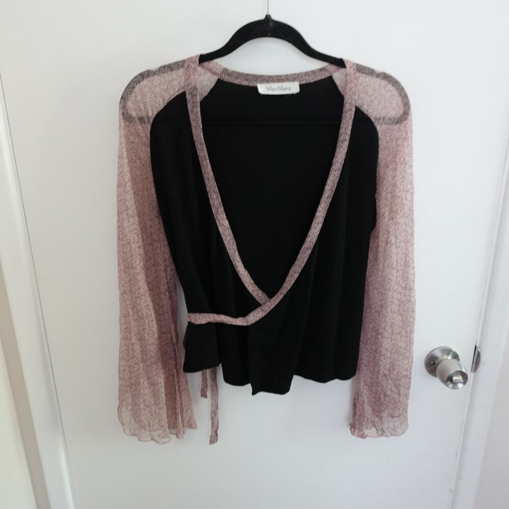 Max Mara Wrap Blouse Top 90s Y2K Fairy Size 4 Balletcore Coquette Whimsigoth